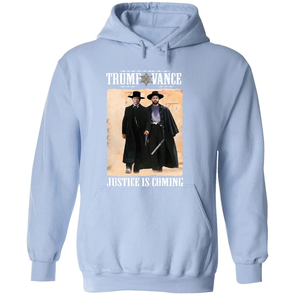 Trump Vance Tombstone Movie Justice Is Coming Hoodie - Image 4