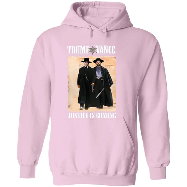 Trump Vance Tombstone Movie Justice Is Coming Hoodie - Image 5