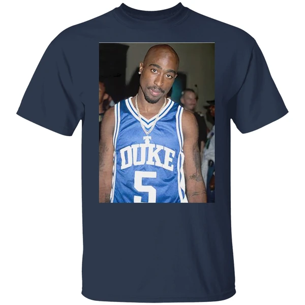 Tupac Shakur Wearing Duke Blue Devils Jersey Shirt - Image 4