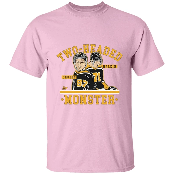 two headed monster sidney crosby and evgeni malkin pittsburgh penguins shirt lightpink