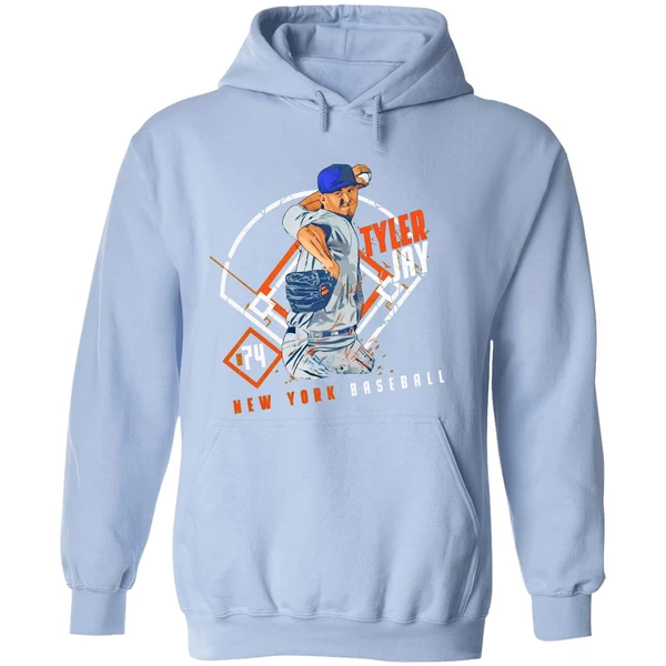 Tyler Jay 74 New York Mets Baseball Ballpark Player Art Print Hoodie - Image 4