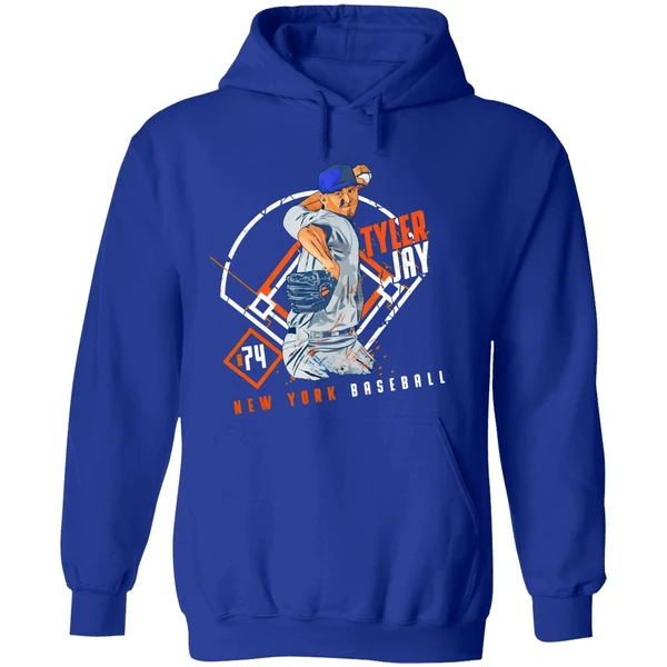 Tyler Jay 74 New York Mets Baseball Ballpark Player Art Print Hoodie - Image 7
