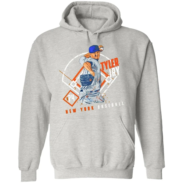 Tyler Jay 74 New York Mets Baseball Ballpark Player Art Print Hoodie - Image 9