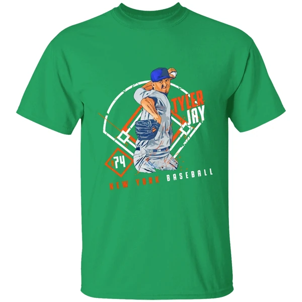 Tyler Jay 74 New York Mets Baseball Ballpark Player Art Print Shirt - Image 2