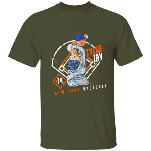 Tyler Jay 74 New York Mets Baseball Ballpark Player Art Print Shirt - Image 4