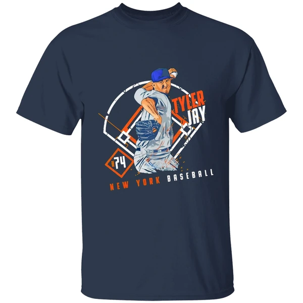 tyler jay 74 new york mets baseball ballpark player art print shirt navy