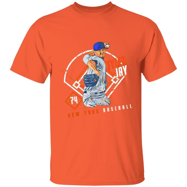 tyler jay 74 new york mets baseball ballpark player art print shirt orange