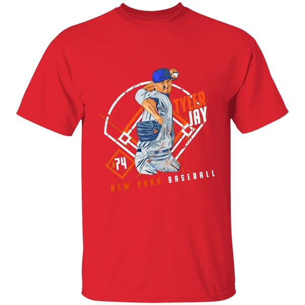 Tyler Jay 74 New York Mets Baseball Ballpark Player Art Print Shirt - Image 7