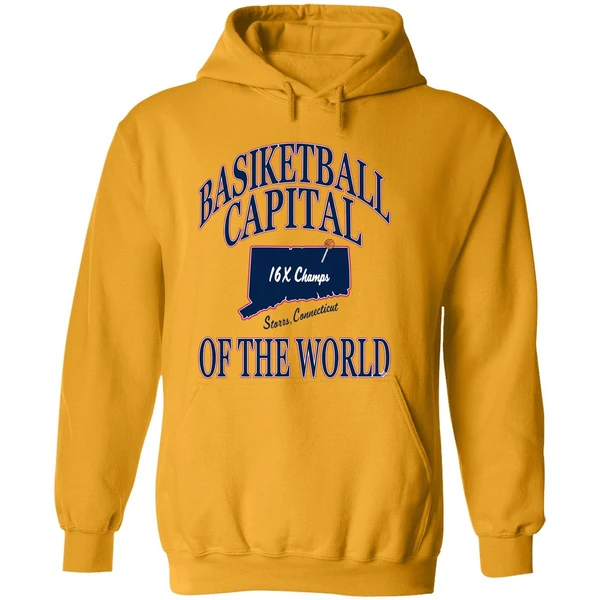 Uconn Huskies Basketball Capital Of The World 16x Champs Storrs Connecticut State Hoodie