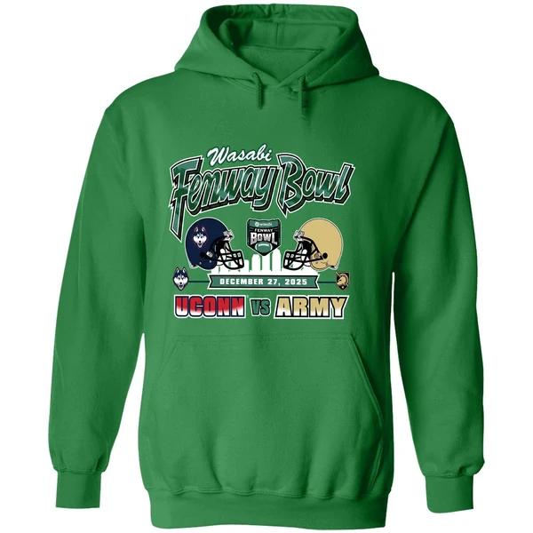 Uconn Huskies Vs Army Black Knights 2025 Wasabi Fenway Bowl H2h Hoodie - Image 2