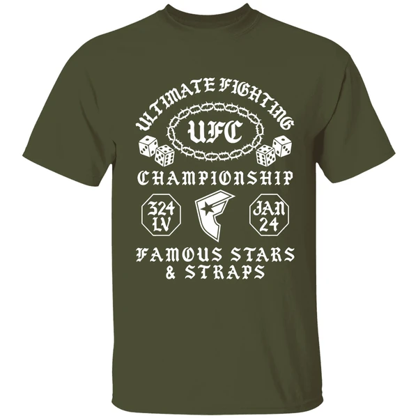 ufc 324 famous stars and straps shirt militarygreen