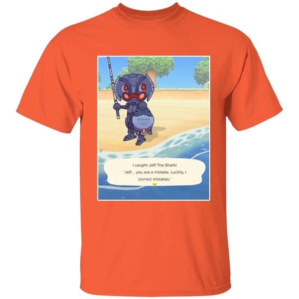 ultron marvel i caught jeff the shark jeff you are a mistake luckily i correct mistakes shirt orange
