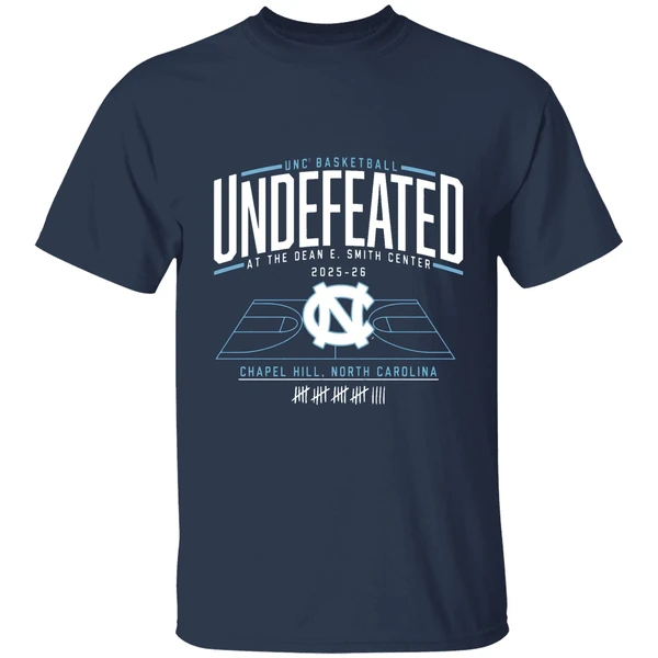 undefeated at the dean e smith center north carolina tar heels basketball 2025 2026 shirt navy