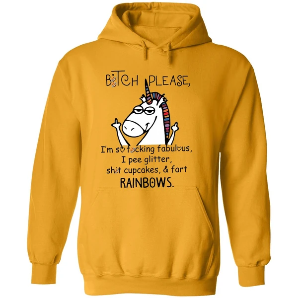 Unicorn Middle Finger Bitch Please Im So Fucking Fabulous I Pee Glitter Hoodie