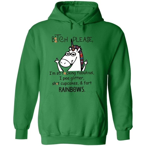 Unicorn Middle Finger Bitch Please Im So Fucking Fabulous I Pee Glitter Hoodie - Image 2