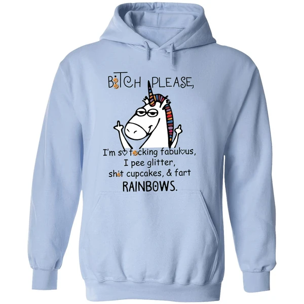 Unicorn Middle Finger Bitch Please Im So Fucking Fabulous I Pee Glitter Hoodie - Image 4