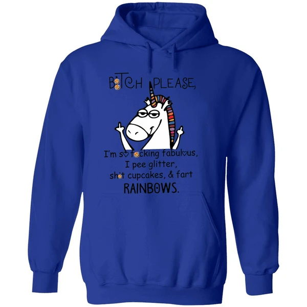 Unicorn Middle Finger Bitch Please Im So Fucking Fabulous I Pee Glitter Hoodie - Image 7