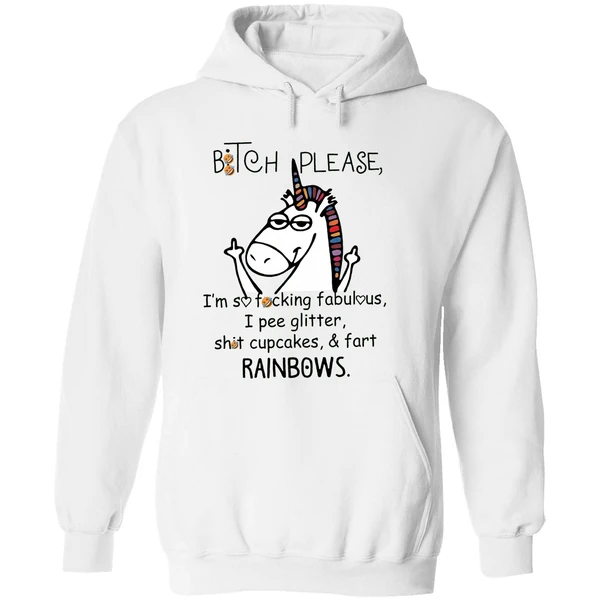 Unicorn Middle Finger Bitch Please Im So Fucking Fabulous I Pee Glitter Hoodie - Image 8