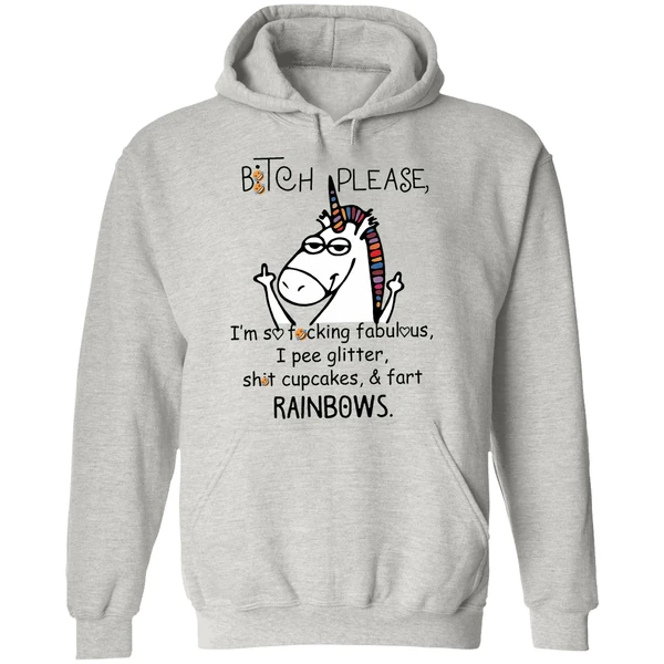 Unicorn Middle Finger Bitch Please Im So Fucking Fabulous I Pee Glitter Hoodie - Image 9