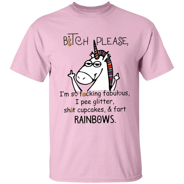 Unicorn Middle Finger Bitch Please Im So Fucking Fabulous I Pee Glitter Shirt - Image 2