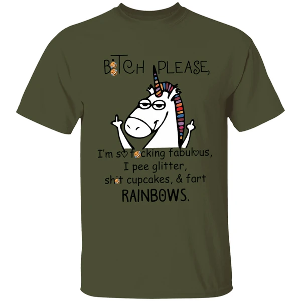 Unicorn Middle Finger Bitch Please Im So Fucking Fabulous I Pee Glitter Shirt - Image 9