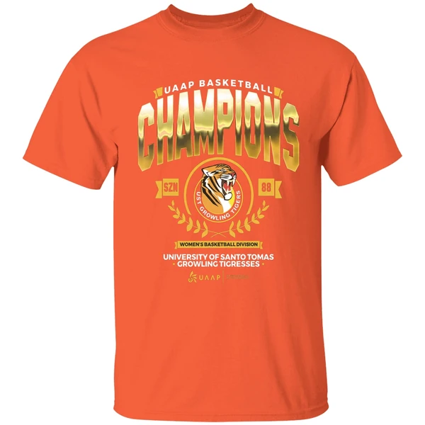 university of santo tomas growling tigresses uaap basketball champions shirt orange