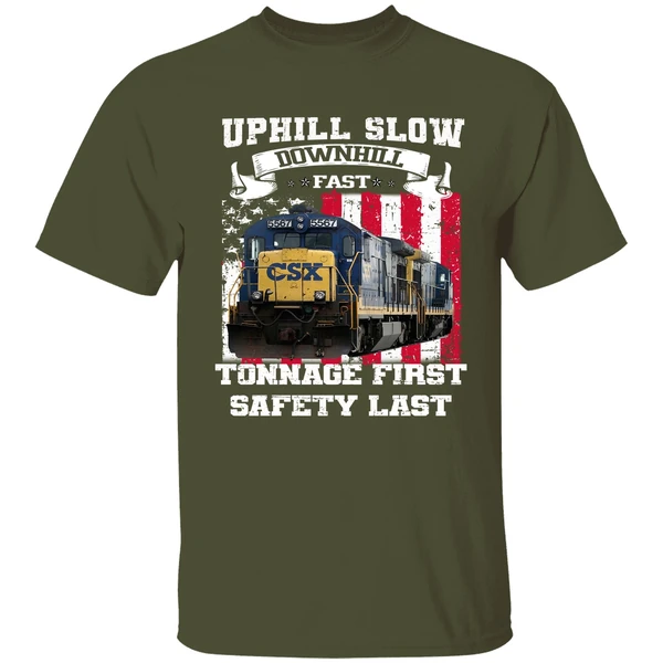 Uphill Slow Downhill Fast Tonnage First Safety Last Shirt - Image 3