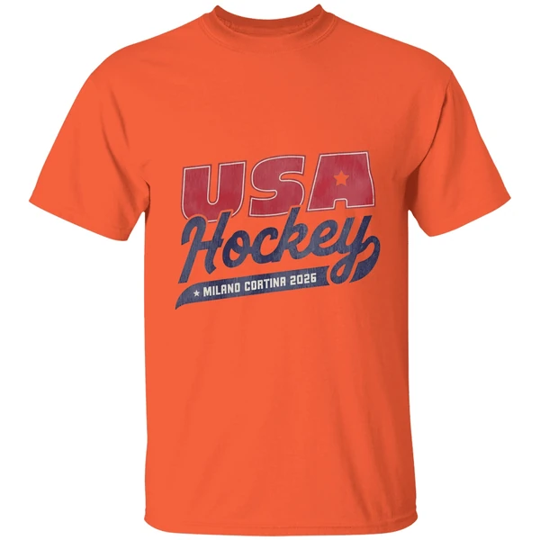 usa hockey 2026 milano cortina logo shirt orange