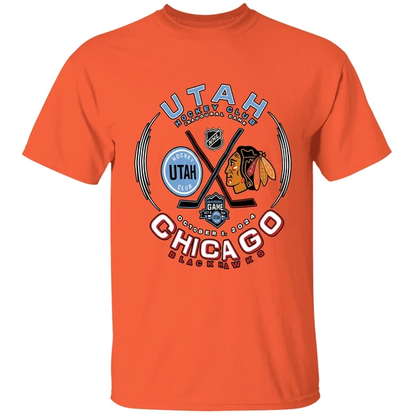 utah-hockey-club-inaugural-game-chicago-blackhawks-2024-shirt-orange