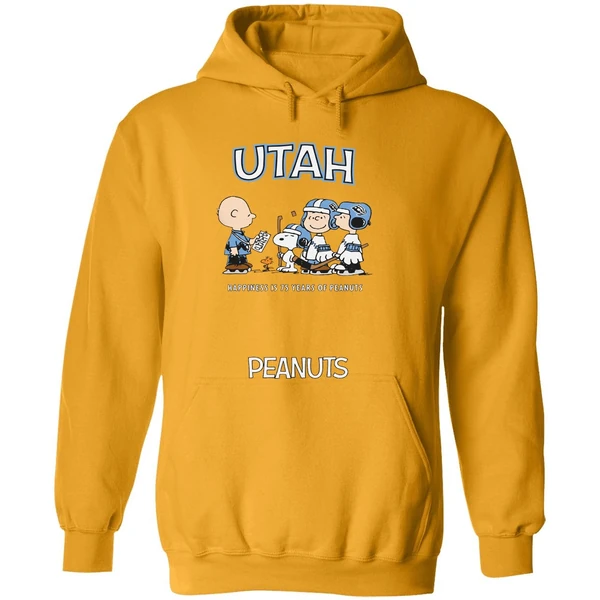 Utah Mammoth 75th Anniversary Of Peanuts Cartoon Double Sided Hoodie