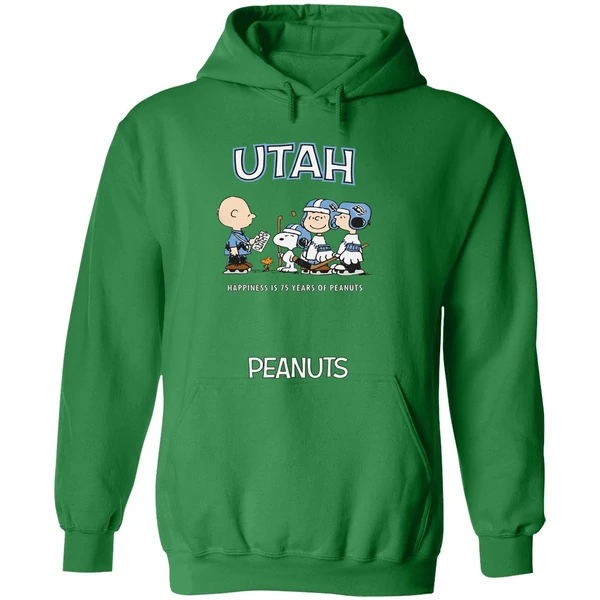 Utah Mammoth 75th Anniversary Of Peanuts Cartoon Double Sided Hoodie - Image 2
