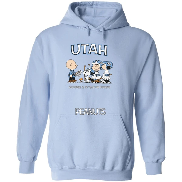 Utah Mammoth 75th Anniversary Of Peanuts Cartoon Double Sided Hoodie - Image 4