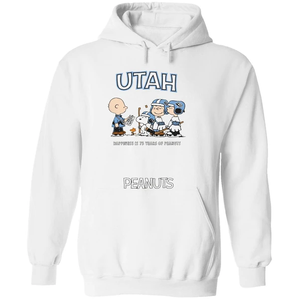Utah Mammoth 75th Anniversary Of Peanuts Cartoon Double Sided Hoodie - Image 8