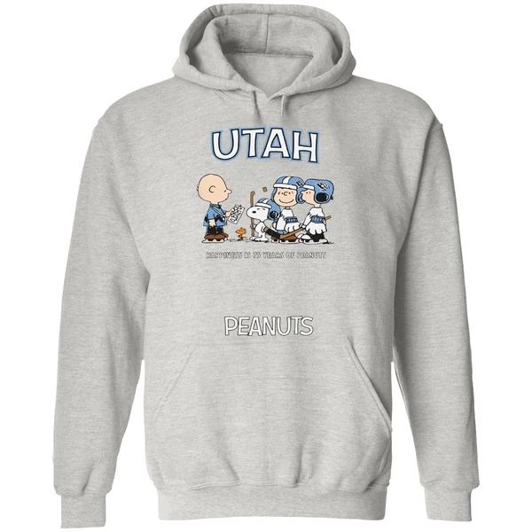 Utah Mammoth 75th Anniversary Of Peanuts Cartoon Double Sided Hoodie - Image 9