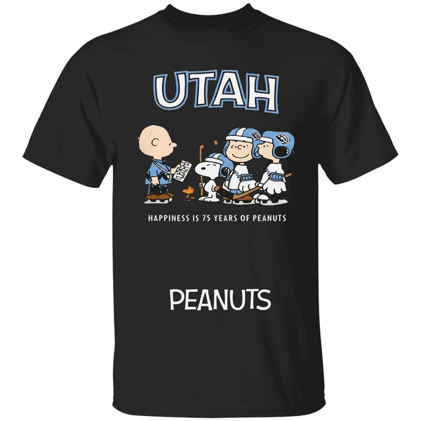 Utah Mammoth 75th Anniversary Of Peanuts Cartoon Double Sided Shirt
