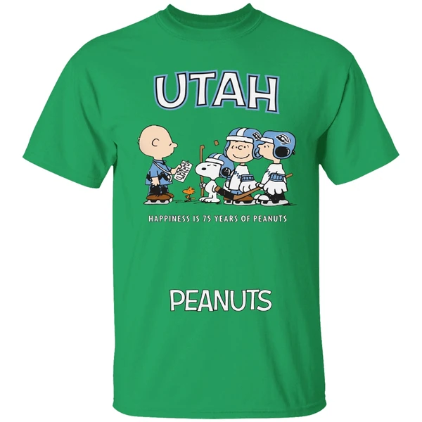 Utah Mammoth 75th Anniversary Of Peanuts Cartoon Double Sided Shirt - Image 2
