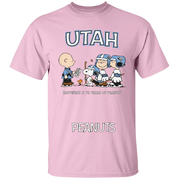 Utah Mammoth 75th Anniversary Of Peanuts Cartoon Double Sided Shirt - Image 3