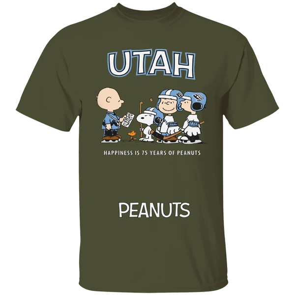 Utah Mammoth 75th Anniversary Of Peanuts Cartoon Double Sided Shirt - Image 4