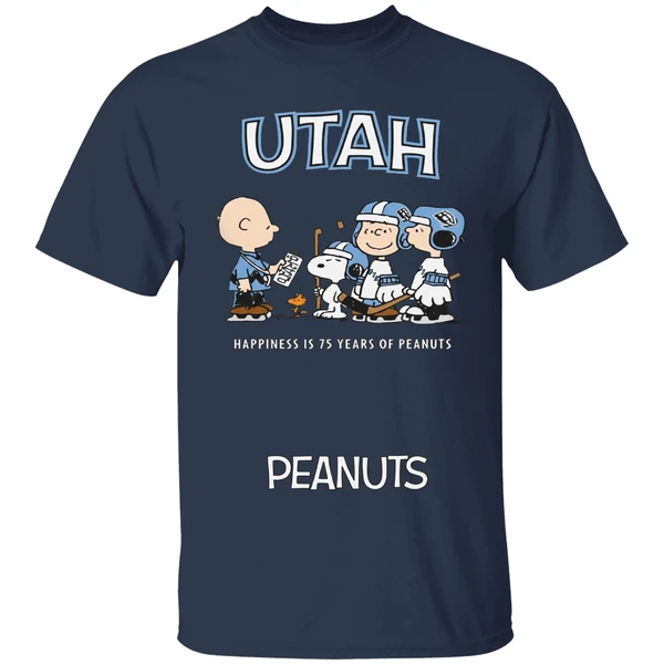 utah-mammoth-75th-anniversary-of-peanuts-cartoon-double-sided-shirt-navy
