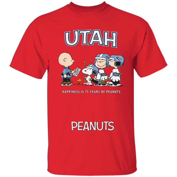 Utah Mammoth 75th Anniversary Of Peanuts Cartoon Double Sided Shirt - Image 7
