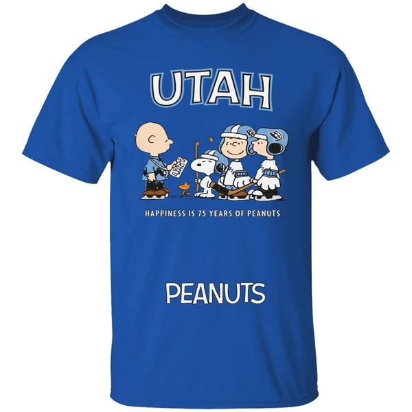 Utah Mammoth 75th Anniversary Of Peanuts Cartoon Double Sided Shirt - Image 8