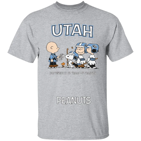 Utah Mammoth 75th Anniversary Of Peanuts Cartoon Double Sided Shirt - Image 9