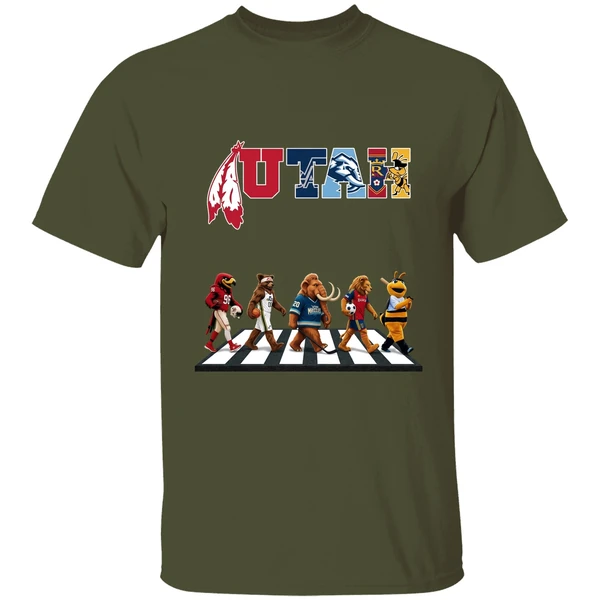 utah sports team mascots abbey road shirt militarygreen