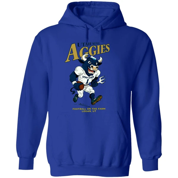 Utah State Aggies Big Blue Football On The Farm Logan Ut Hoodie - Image 7