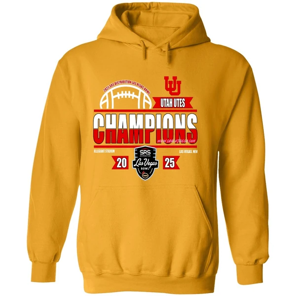 Utah Utes 2025 Srs Distribution Las Vegas Bowl Champions Locker Room Hoodie
