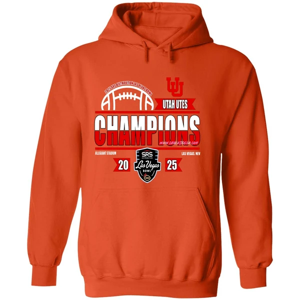 Utah Utes 2025 Srs Distribution Las Vegas Bowl Champions Locker Room Hoodie - Image 6