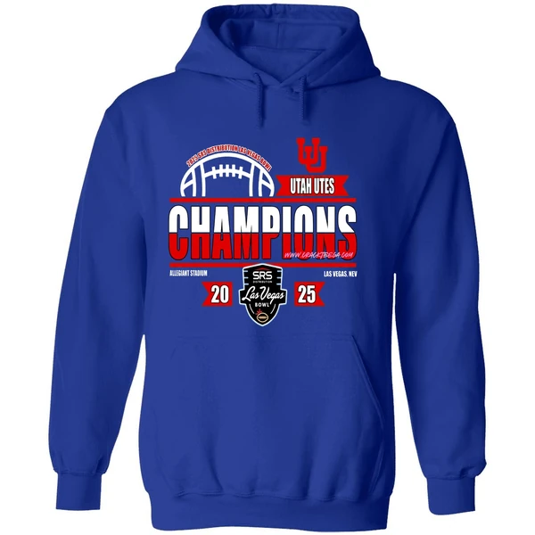 Utah Utes 2025 Srs Distribution Las Vegas Bowl Champions Locker Room Hoodie - Image 7
