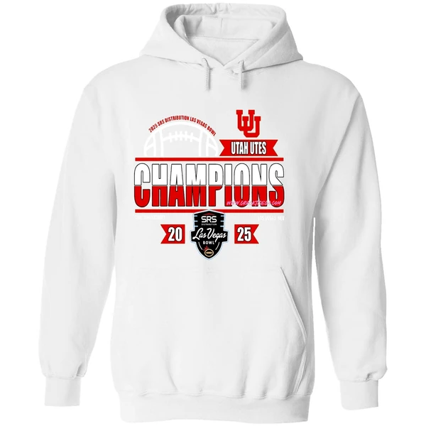 Utah Utes 2025 Srs Distribution Las Vegas Bowl Champions Locker Room Hoodie - Image 8