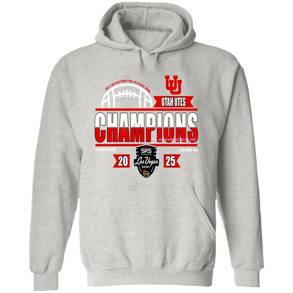 Utah Utes 2025 Srs Distribution Las Vegas Bowl Champions Locker Room Hoodie - Image 9
