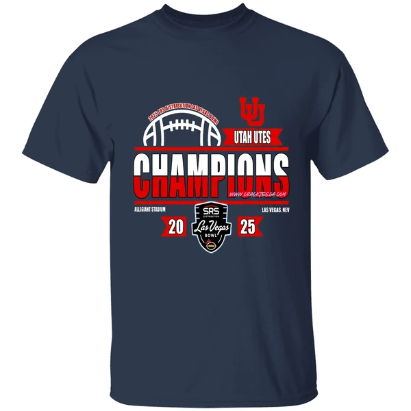 Utah Utes 2025 Srs Distribution Las Vegas Bowl Champions Locker Room Shirt - Image 5